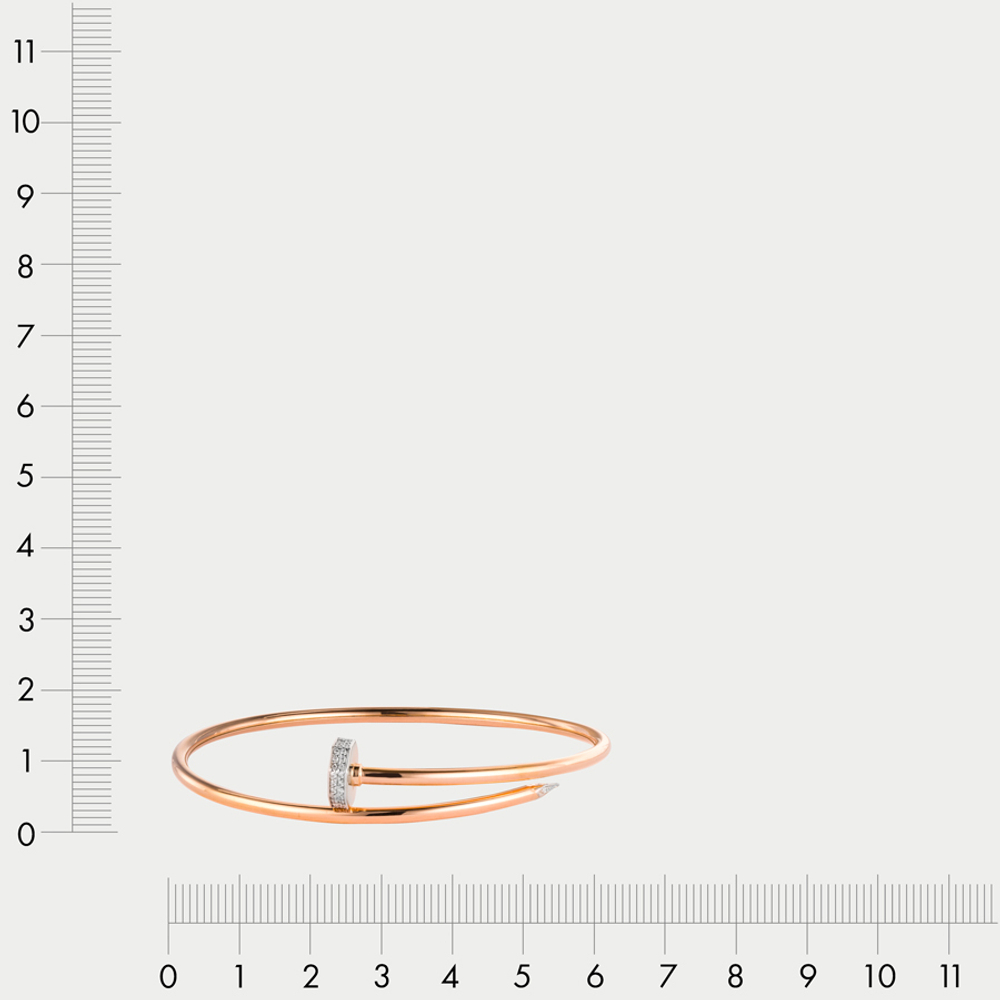 Браслет жесткий для женщин из розового золота 585 пробы с фианитами (арт. бр5034-1)