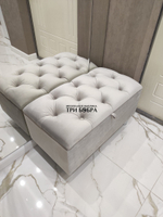 Банкетка светло-серый ВЕЛЮР с нишей для хранения