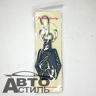 Брелок для ключей Кожа  ПЕЖО Peugeot  Ромб с металл эмблемой с 2ным карабином