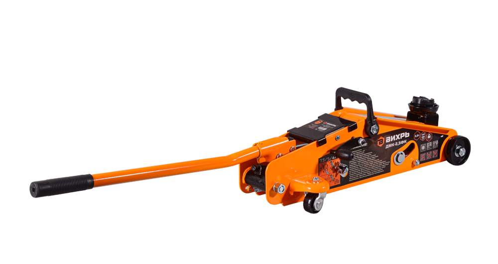 Домкрат гидравлический подкатной ДМК-2,5ФК (2,5 т, 140-390 мм, с фиксатором, в кейсе) Вихрь