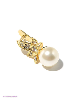 "Бралиса" серьги в золотом покрытии из коллекции "Жемчужная рапсодия" от Jenavi  с английским замком