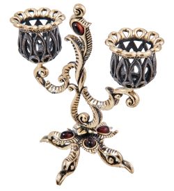 Народные промыслы AM-4004 Подсвечник «Канделябр Цветение» (латунь, янтарь)