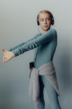 ZARA ЛЕГИНСЫ ИЗ СМЕСОВОЙ ШЕРСТИ, ВОДЯНИСТО-ГОЛУБОЙ