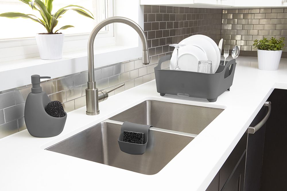 Диспенсер для мыла с подставкой для губки Joey, 590 мл, уголь