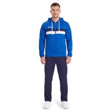 Костюм спорт. муж. с капюш. MIKASA MT550/151-0100-S, р. S, 100% полиэстер, сине-белый