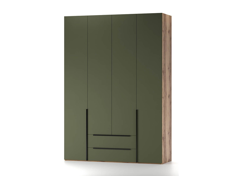 Харди шкаф четырехдверный Дуб Делано Темный / Грин софт
