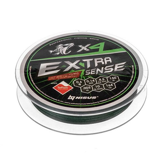 Шнур Extrasense X4 PE Green 150m 0.6/10LB 0.14mm (N-ES-X4-0.6/10LB) NISUS