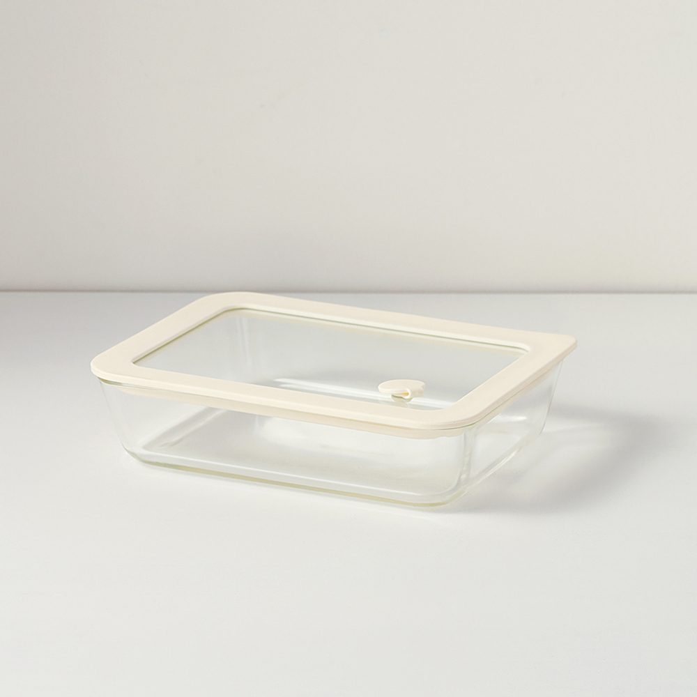 Контейнер для запекания и хранения стеклянный с вакуумным эффектом, 700 мл, молочный