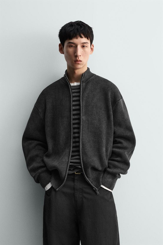 ZARA КАРДИГАН С ЭФФЕКТОМ ПОТЕРТОСТИ, МОРСКОЙ СИНИЙ