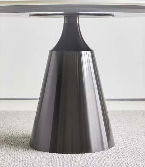 Стол Yoda Ø135 см, белая керамика, черная ножка