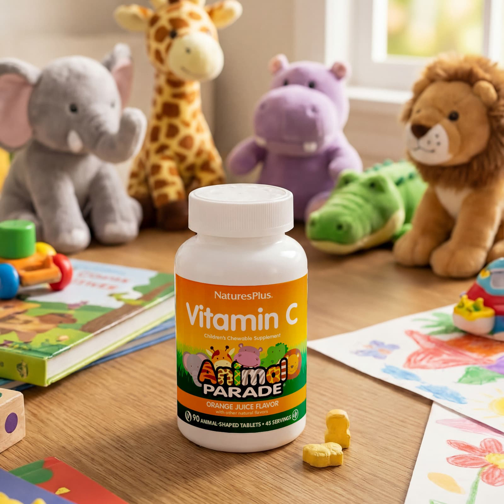 NaturesPlus, Animal Parade®, витамин C, со вкусом апельсинового сока, 90 таблеток в форме животных