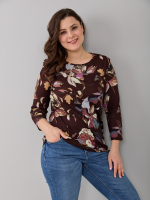 Лонгслив ЛНв-306/коричневый-цветыабстракция