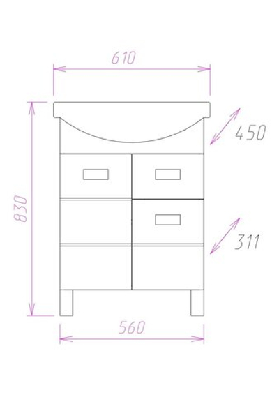 Тумба Onika БАЛТИКА 60.12 с раковиной Santek БАЛТИКА 60