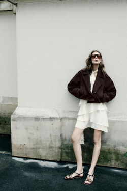 ZARA КОРОТКИЙ ДВУБОРТНЫЙ ТРЕНЧ, КОРИЧНЕВЫЙ