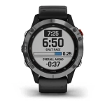 Спортивные наручные часы Garmin Fenix 6 Solar серебристый с черным ремешком 010-02410-00