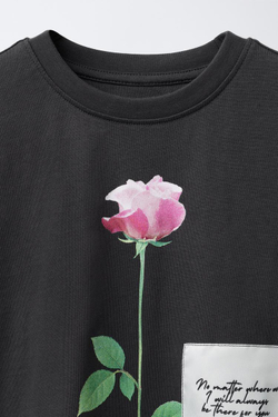 ZARA ЛОНГСЛИВ С ФОТОПРИНТОМ «БАЛЕТ», АНТРАЦИТОВО-СЕРЫЙ