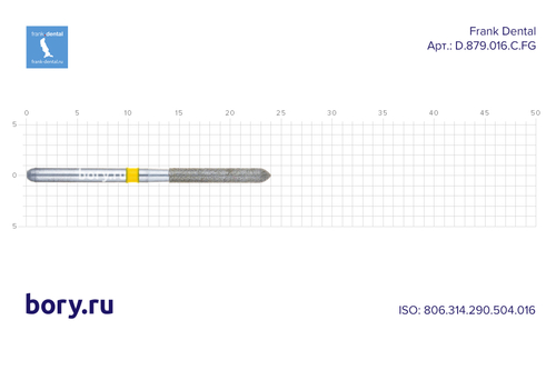 Бор алмазный желтый Frank Dental типа FG - D.879.016.C.FG