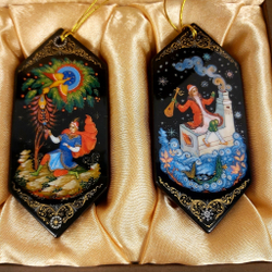 Набор ёлочных игрушек-конфет с ручной росписью Палех "Сказки" в футляре