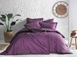 Постельное белье 2 спальное евро Tivolyo home Jacquard Banded бордовое