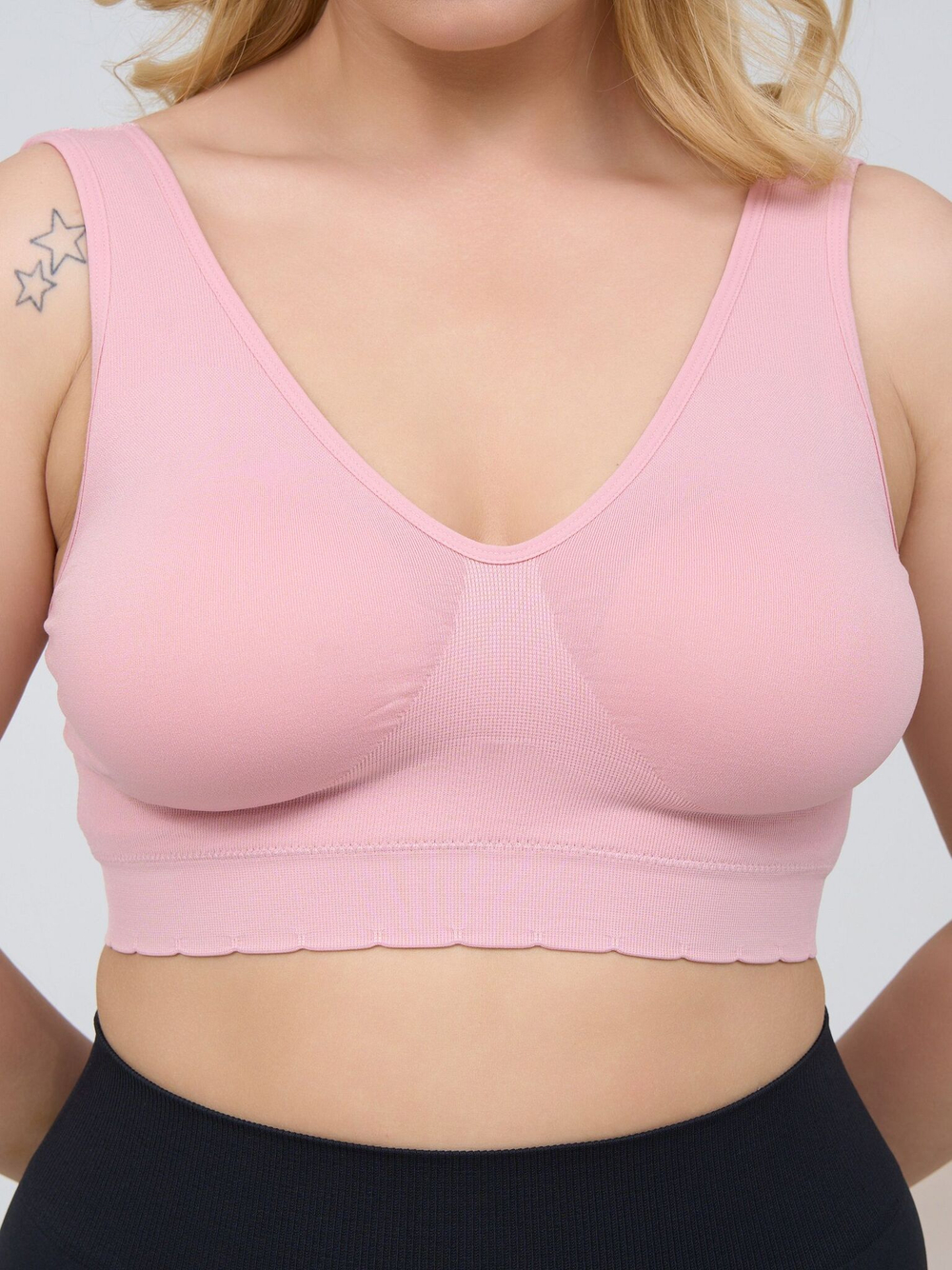 Набор из 3 бесшовных топов-бралеттов (Размер: XL) (Цвет: разноцветный)