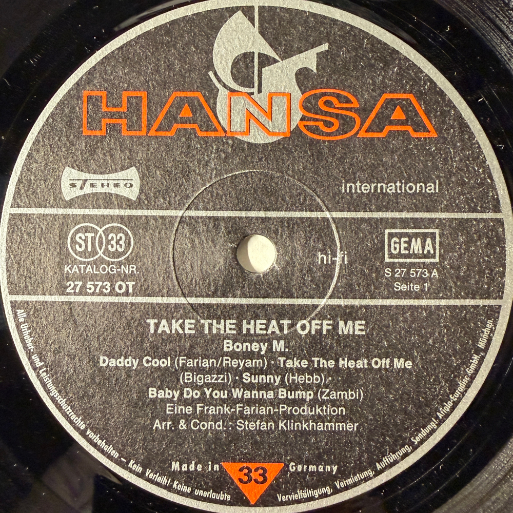 Виниловая пластинка Boney M. ‎– Take The Heat Off Me LP