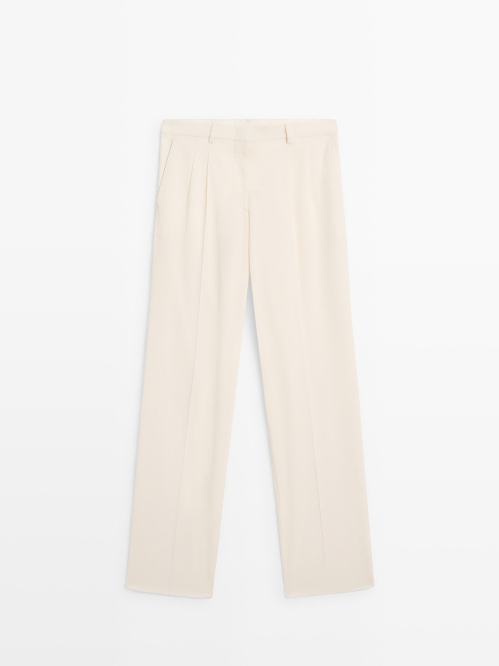 Massimo Dutti Брюки с двойными вытачками - Limited Edition, кремовый