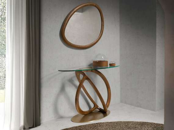 Консоль 3246/CON16171 из закаленного стекла и ореха