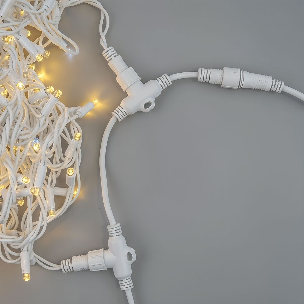 UCX-F90 T10-2M-WH Провод-шина для гирлянд серии F90PRO. 2м. 10 Т-коннекторов. шаг 20см. Статика-мерцание. IP67. Белый. TM Uniel