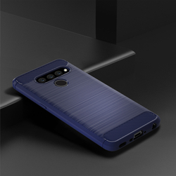 Чехол для LG V50 ThinQ цвет Blue (синий), серия Carbon от Caseport