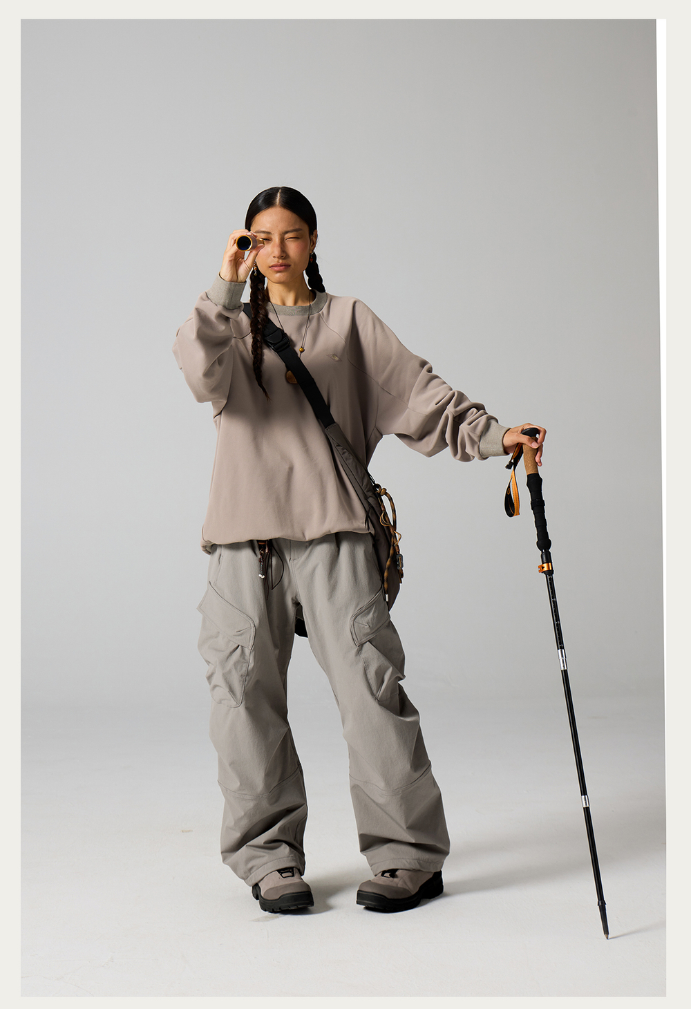 Женские Брюки Nothomme Blue Plaid Fleece-Lined Wide-Leg Cargo Pants