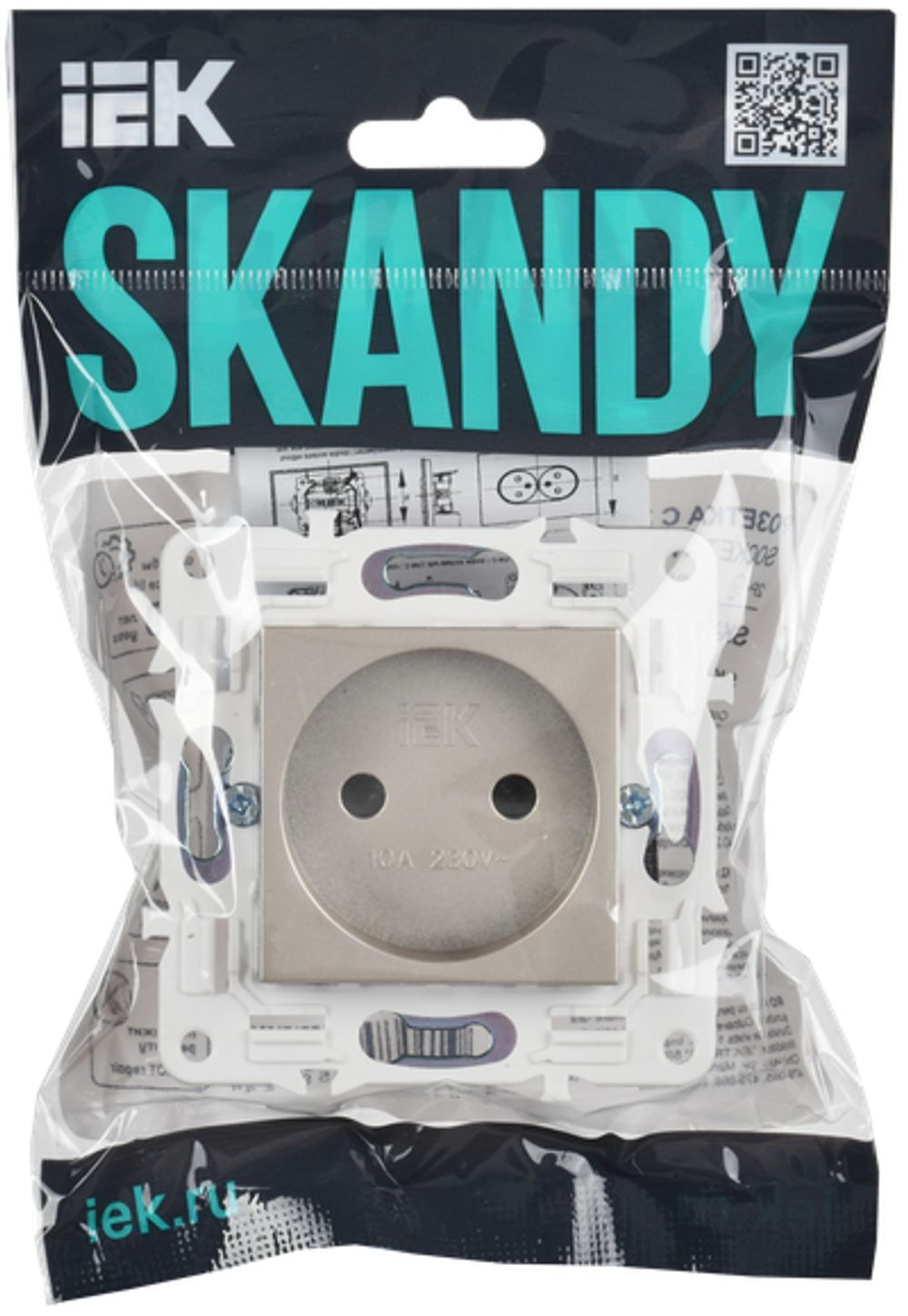 SKANDY Розетка без заземления с защитными шторками 10А SK-R01Sh шампань IEK