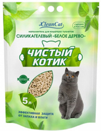 Наполнитель "Чистый котик" силикагелевый Белое дерево 8л