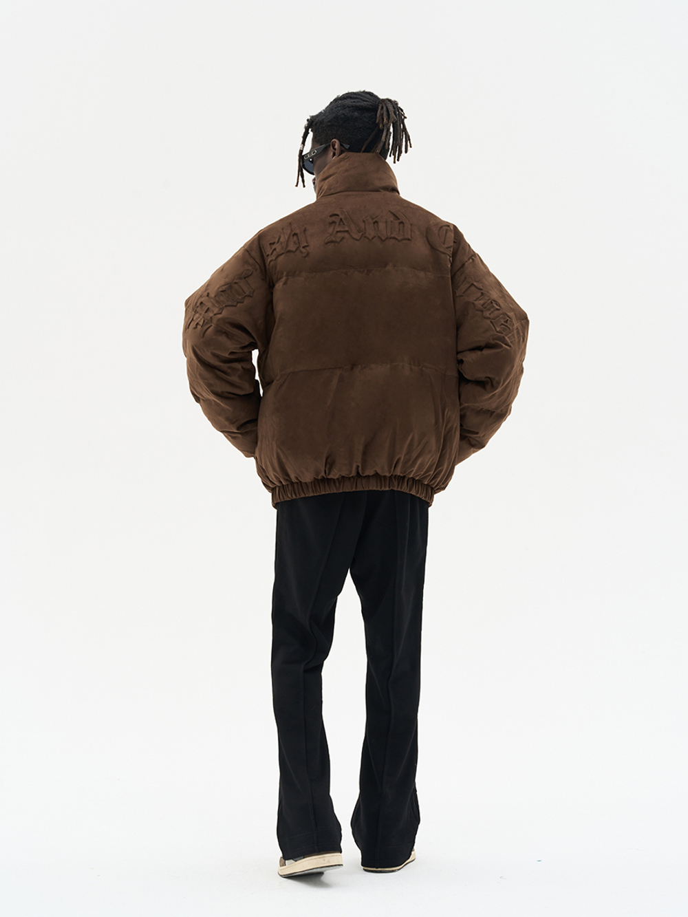 Пуховик HARSHandCRUEL "Gothic Logo" Suede Puffer Jacket