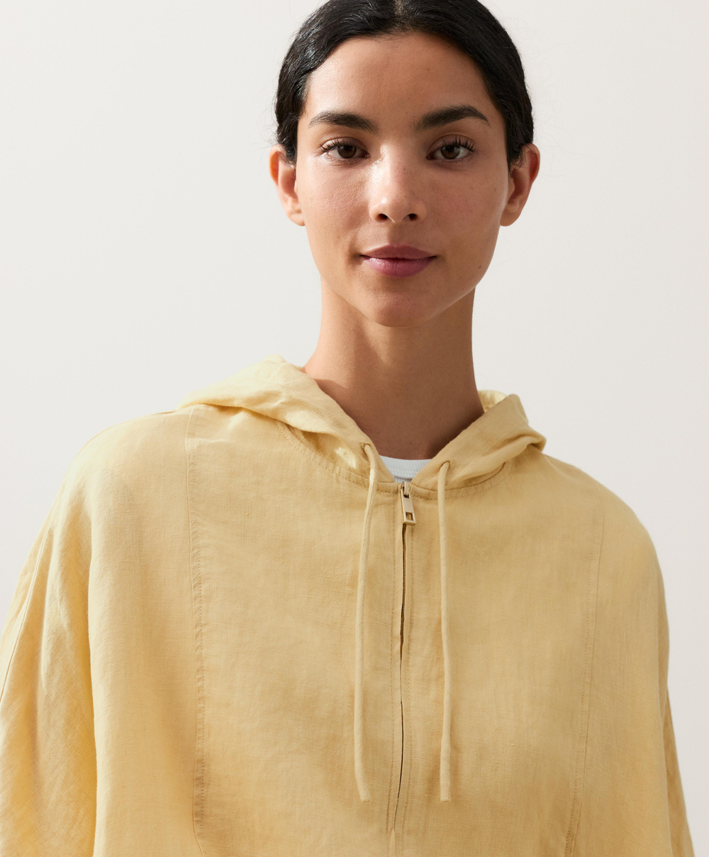 Oysho Куртка с капюшоном в полоску из 100% льна, светло-желтый