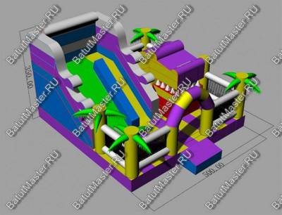 Коммерческий батут "Белый клык" с механизированной головой, размер 6*6*4 м