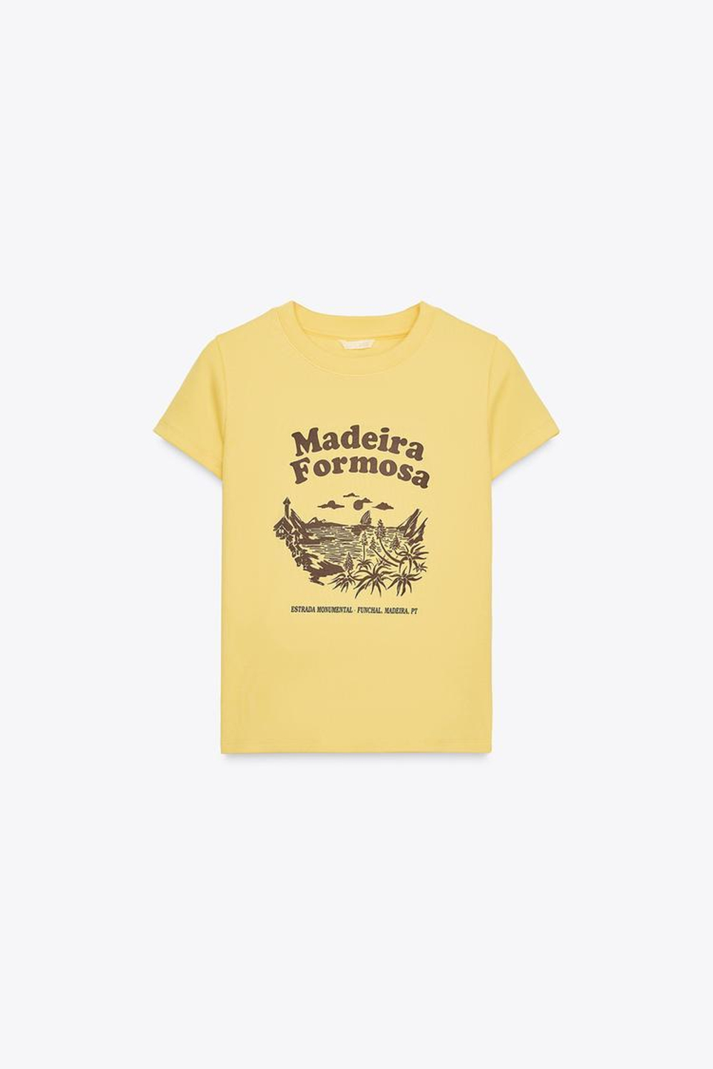 ZARA ФУТБОЛКА С ТЕКСТОВЫМ ПРИНТОМ, ЖЕЛТЫЙ