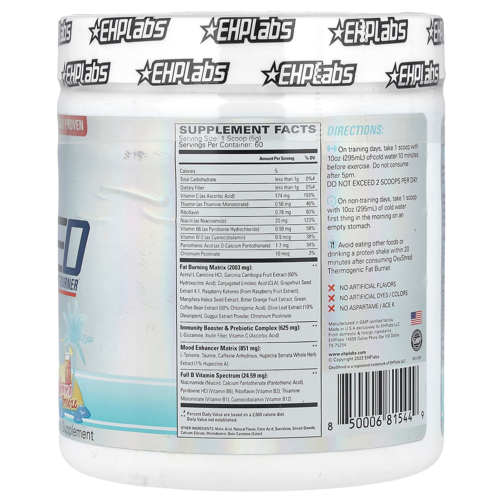 EHPlabs, OxyShred, термогенное средство для сжигания жира, багамский бриз, 300 г (10,6 унции)
