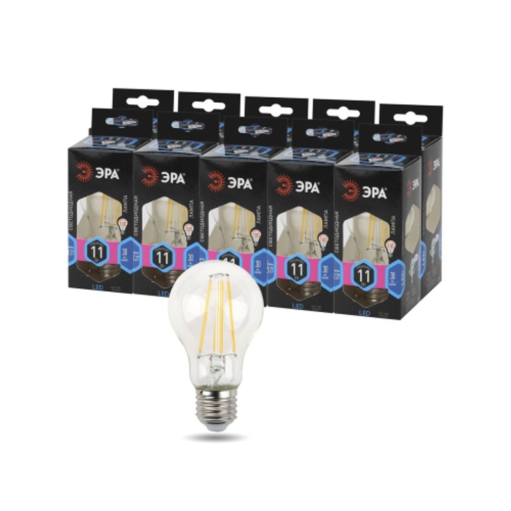 Лампочка светодиодная ЭРА F-LED A60-11W-840-E27 Е27 / Е27 11Вт филамент груша нейтральный белый свет