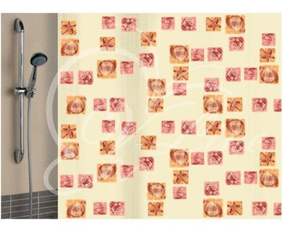Штора для ванной комнаты и душа Вилина Ракушки, 10 колец, 180х180см, бежевый