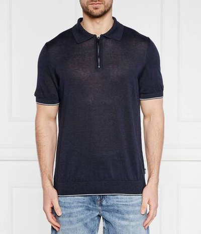 Льняное поло trieste BOSS BLACK - темно-синий(50511750)