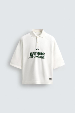 ZARA ПОЛО С ВЫШИВКОЙ СВОБОДНОГО КРОЯ, БЕЛЫЙ