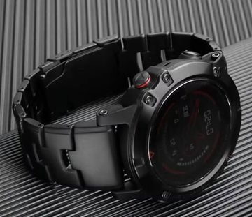 Браслет титановый 26мм (циферблат 51 мм) для Garmin Fenix, Epix, Enduro, Tactix вентилируемый (Черный)