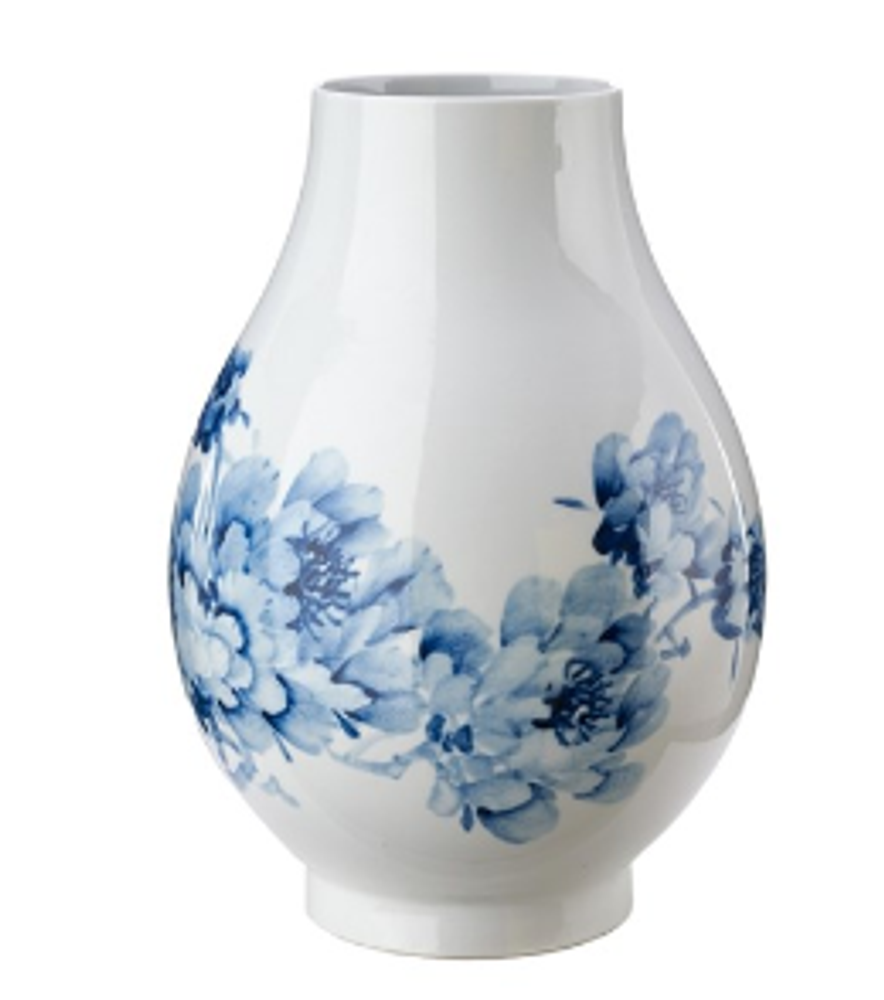 Ваза Peony POLS POTTEN фарфор white/blue 350х350х650h