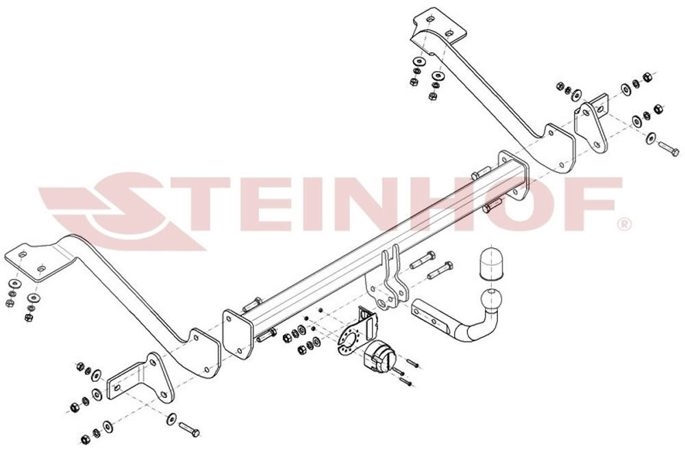 Фаркоп на Citroen Berlingo III XL L2 4753 мм 06/2018-, Opel Combo XL L2 4753 мм 06/2018-, Peugeor Partner XL L2 4753 мм 06/2018-, Peugeot Rifter XL L2 4753 мм 03/2018-, Toyota ProAce City Long 4753 мм 05/2019- без снятия и подрезки бампера (паспорт и сертификат в комплекте)(без электрики) Steinhof.C-059
