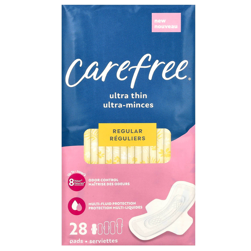 Carefree, ультратонкие, обычные с крылышками, 28 штук