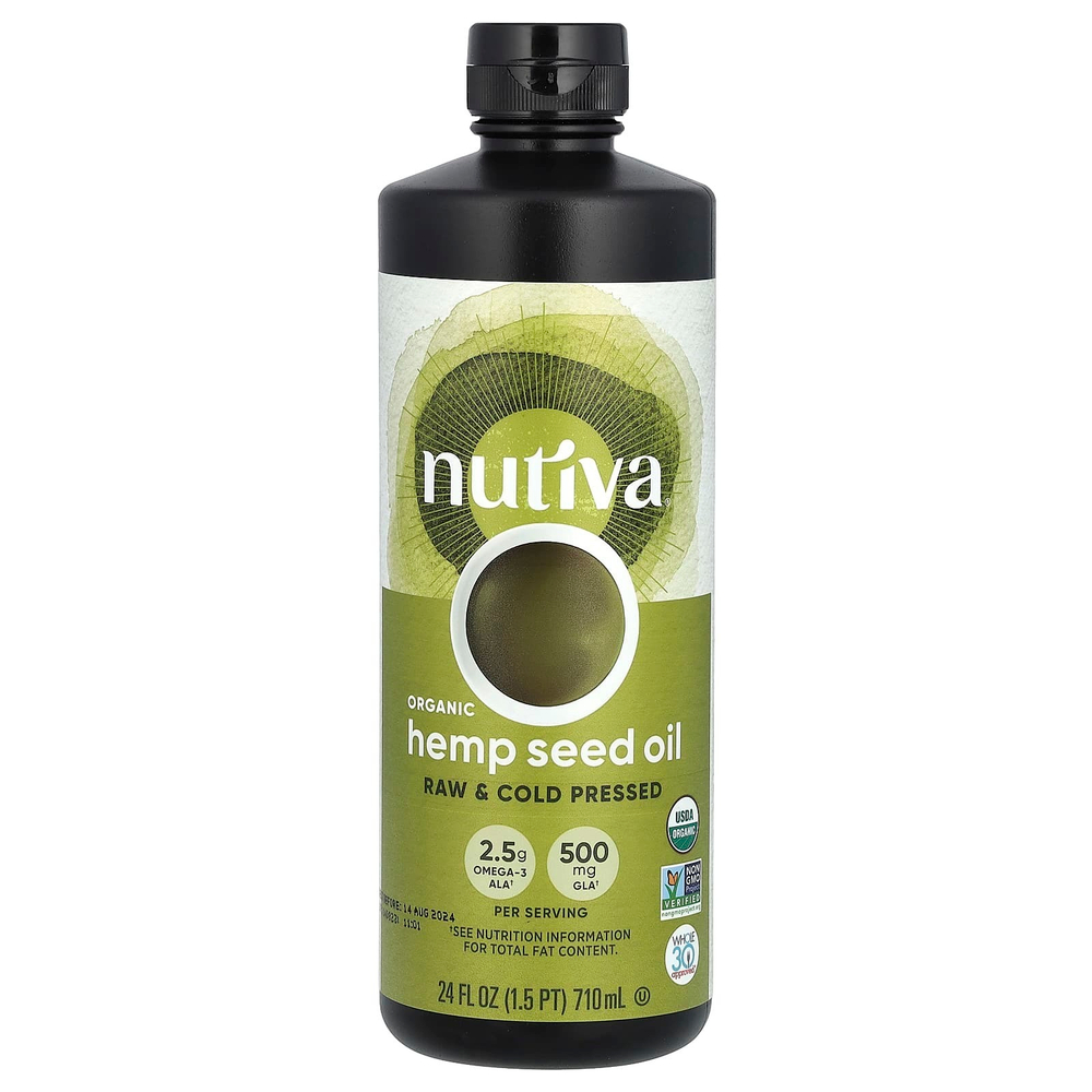 Nutiva, органическое конопляное масло, необработанное, холодного отжима, 710 мл (24 жидк. унции)