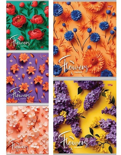 Тетрадь 48 л. линейка ПРОФИТ Цветы на ярком фоне (48-5721)