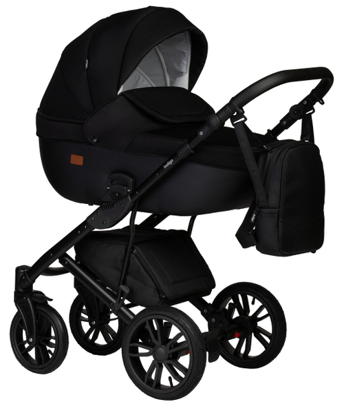 Детская коляска Indigo Mio S 2 в 1 02 черная кожа+черный