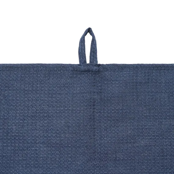 Набор из двух вафельных полотенец изо льна темно-синего цвета Essential, 50х70 см