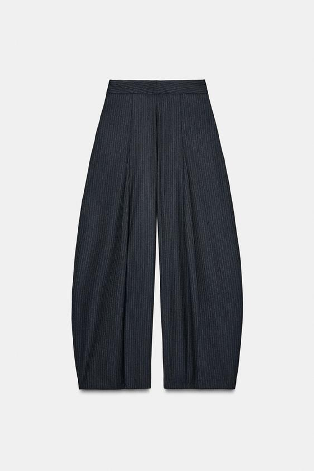 ZARA БРЮКИ С ЗАЩИПАМИ В ПОЛОСКУ — ZW COLLECTION, МОРСКОЙ СИНИЙ